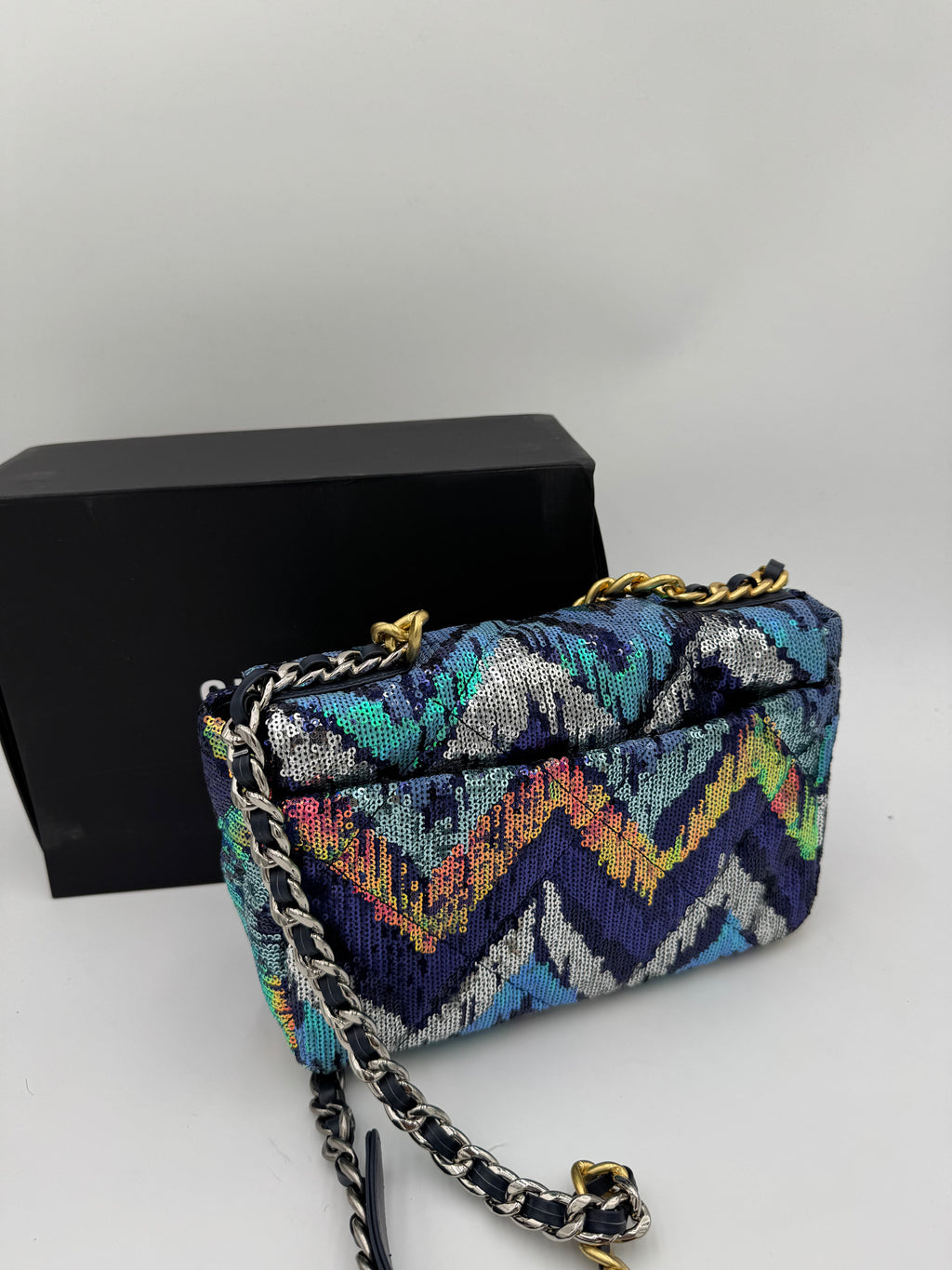Borsa paillettes blu 25cm