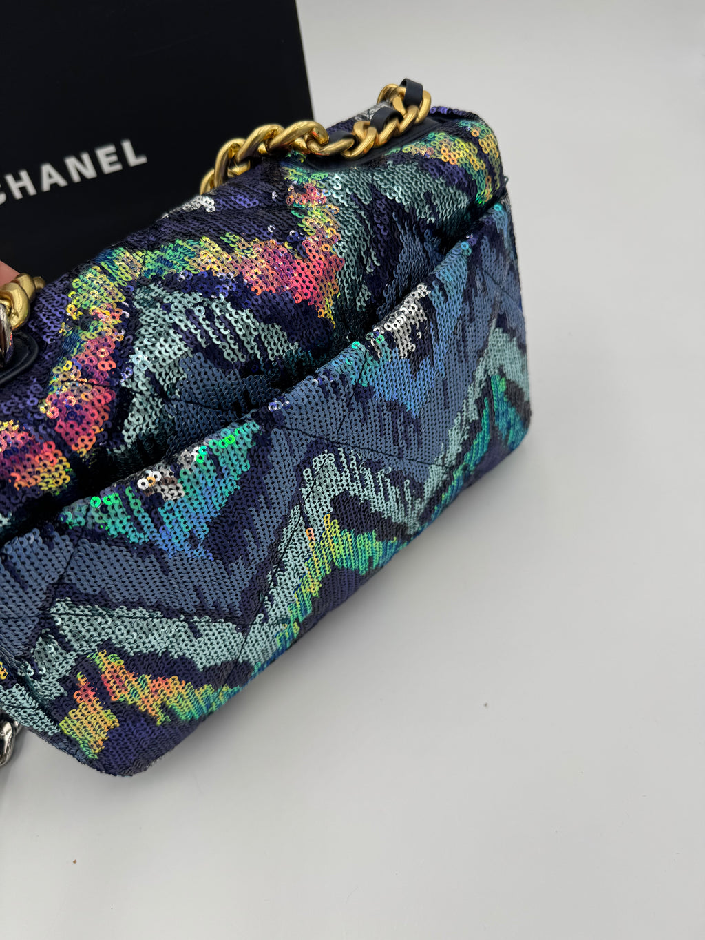 Borsa paillettes blue 25cm