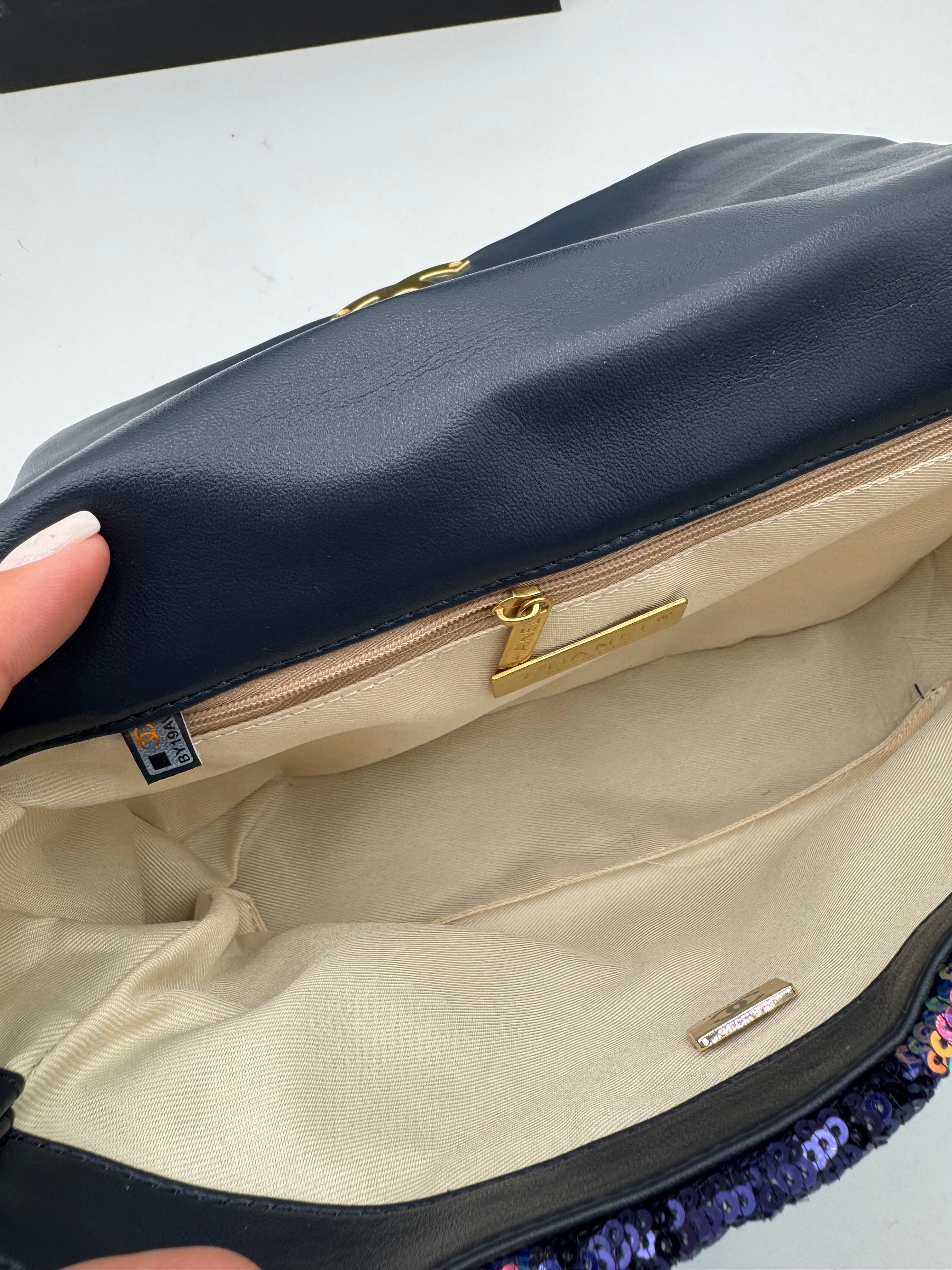 Borsa paillettes blu 25cm